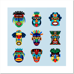 Zulu Aztec Warrior masks Posters and Art